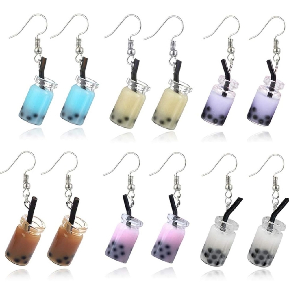 Colorful Bubble Tea Earrings Set 6 Pairs